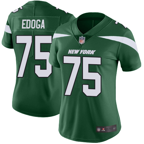 New York Jets Limited Green Women Chuma Edoga Home Jersey NFL Football #75 Vapor Untouchable->women nfl jersey->Women Jersey